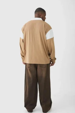 Best Sale boohooMAN Plus Baggy Rigid Double Waistband Denim Jeans brown