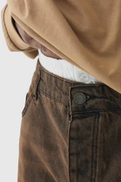 Best Sale boohooMAN Plus Baggy Rigid Double Waistband Denim Jeans brown