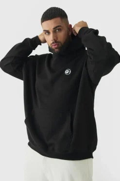 Cheap boohooMAN Plus 8 Ball Embroidered Hoodie black