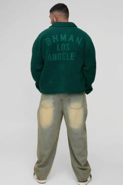 Sale boohooMAN Plus Balloon Fit Pleat Knee Tinted Jeans antique wash