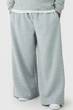 Best Sale boohooMAN Plus Basic Extreme Wide Leg Jogger grey marl