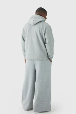 Best Sale boohooMAN Plus Basic Extreme Wide Leg Jogger grey marl