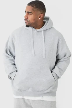 Fashion boohooMAN Plus Basic Hoodie In grey marl