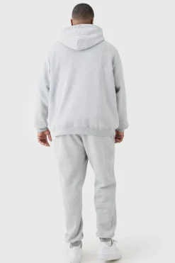 Fashion boohooMAN Plus Basic Hoodie In grey marl