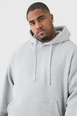 Fashion boohooMAN Plus Basic Hoodie In grey marl