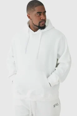 Shop boohooMAN Plus Basic Hoodie In white
