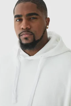 Shop boohooMAN Plus Basic Hoodie In white