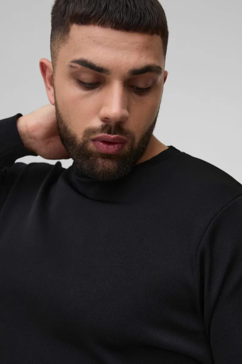 Flash Sale boohooMAN Plus Basic Regular Fit Crew Neck Jumper in black
