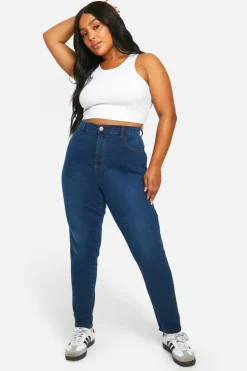 Clearance boohoo Plus Butt Shaper High Stretch Skinny Jeans mid blue