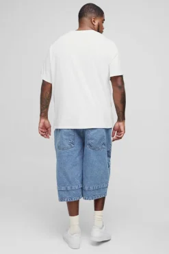 Best boohooMAN Plus Cargo Parachute Jorts mid wash