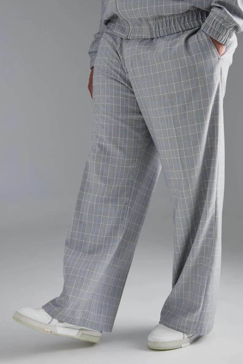 Online boohoo Plus Check Bomber and Trouser Set grey