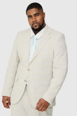 Flash Sale boohooMAN Plus Checked Skinny Fit Blazer stone