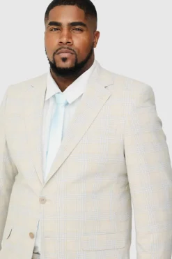 Flash Sale boohooMAN Plus Checked Skinny Fit Blazer stone