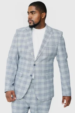 Hot boohoo Plus Checked Skinny Fit Suit grey