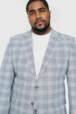 Hot boohoo Plus Checked Skinny Fit Suit grey