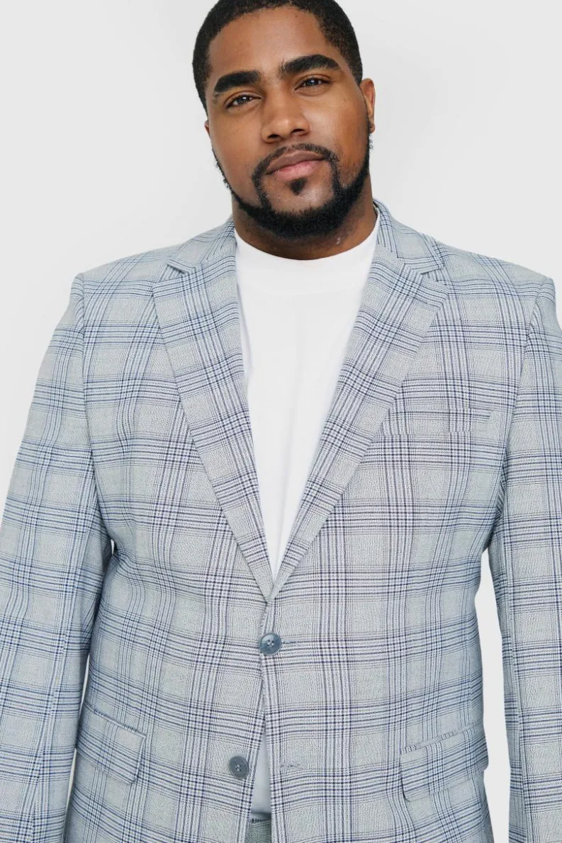 Hot boohoo Plus Checked Skinny Fit Suit grey