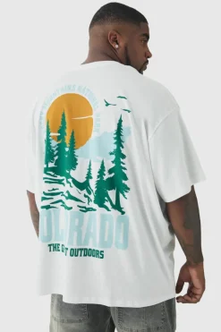 Best Sale boohooMAN Plus Colorado Back Printed Oversized T-Shirt white