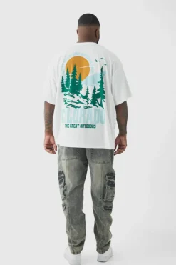 Best Sale boohooMAN Plus Colorado Back Printed Oversized T-Shirt white