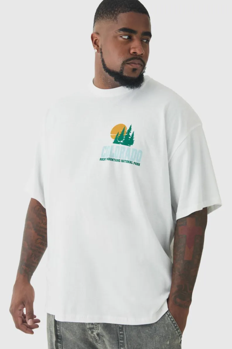 Best Sale boohooMAN Plus Colorado Back Printed Oversized T-Shirt white