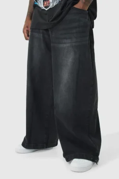 Cheap boohooMAN Plus Denim Parachute Jeans washed black