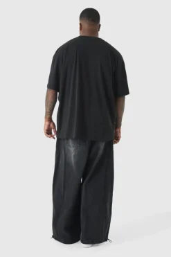Cheap boohooMAN Plus Denim Parachute Jeans washed black