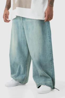 Fashion boohooMAN Plus Denim Parachute Jeans antique blue