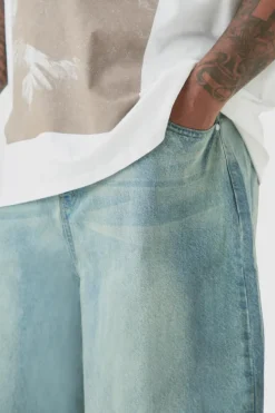 Fashion boohooMAN Plus Denim Parachute Jeans antique blue