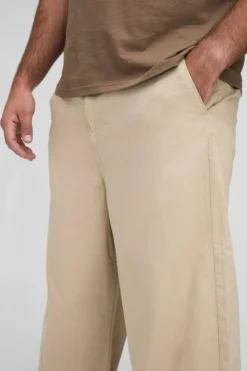 Online boohooMAN Plus Drawcord Relaxed Fit Chino stone