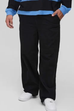 Flash Sale boohooMAN Plus Drawcord Relaxed Fit Chino black
