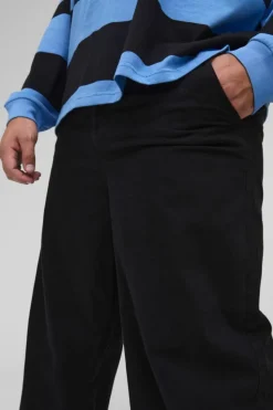 Flash Sale boohooMAN Plus Drawcord Relaxed Fit Chino black