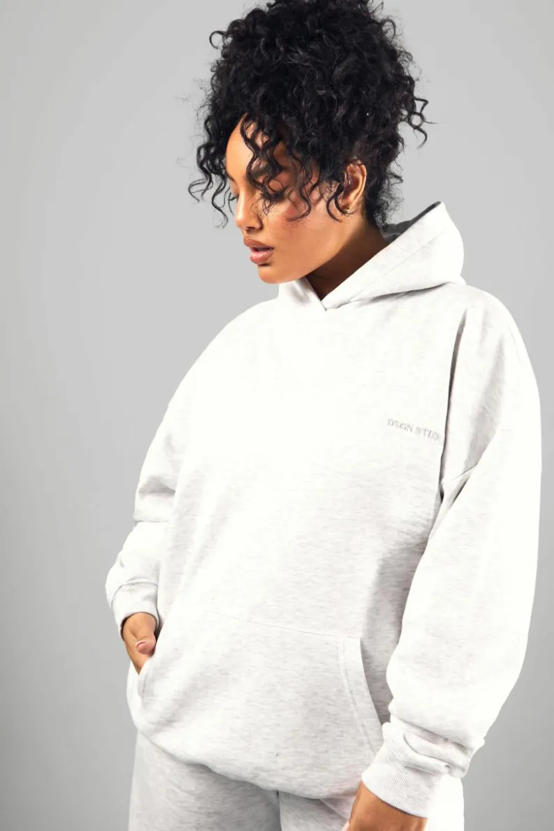Shop boohoo Plus Dsgn Studio Embroidered Set ash grey
