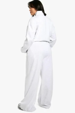 Fashion boohoo Plus Dsgn Studio Embroidered Wide Leg Jogger ash grey