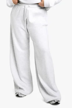 Fashion boohoo Plus Dsgn Studio Embroidered Wide Leg Jogger ash grey