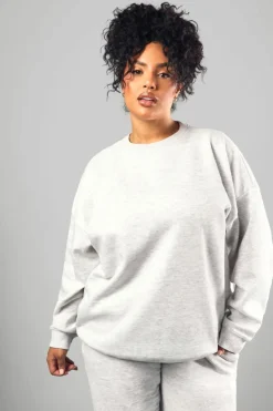 New boohoo Plus Dsgn Studio Embroidered Oversized Sweatshirt ash grey