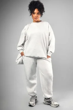 New boohoo Plus Dsgn Studio Embroidered Oversized Sweatshirt ash grey