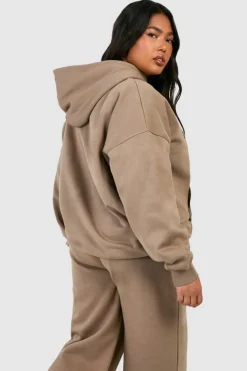 Clearance boohoo Plus Dsgn Studio Self Fabric Applique Oversized Hoodie stone