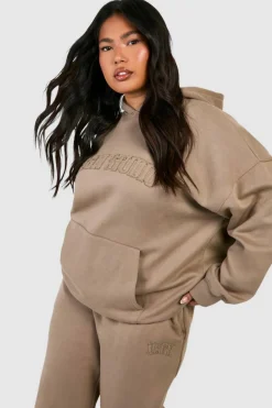 Clearance boohoo Plus Dsgn Studio Self Fabric Applique Oversized Hoodie stone