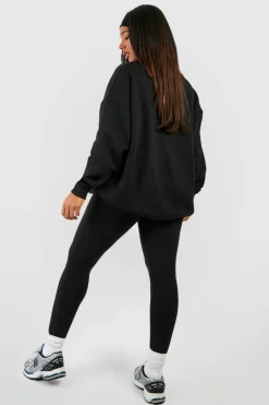 Hot boohoo Plus Dsgn Studio Slogan Legging Tracksuit black