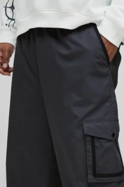 Best boohooMAN Plus Elasticated Relaxed Fit Ripstop Cargo Trouser charcoal