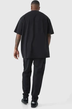 Best Sale boohooMAN Plus Elastic Lightweight Stretch Skinny Cargo Trouser black