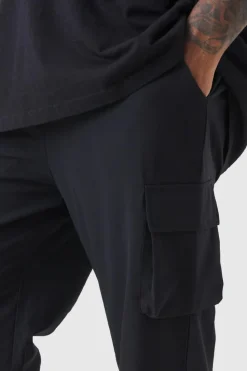 Best Sale boohooMAN Plus Elastic Lightweight Stretch Skinny Cargo Trouser black