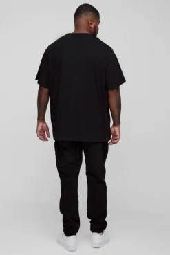 Shop boohooMAN Plus Embroidered Dove T-Shirt black