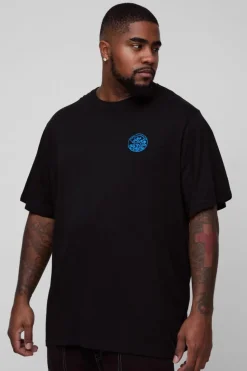 Fashion boohooMAN Plus Embroidered Wave T-Shirt black