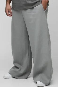 Cheap boohooMAN Plus 330GSM Basic Extreme Wide Leg Jogger dark grey