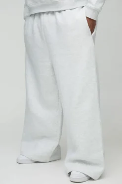 Sale boohooMAN Plus 330GSM Extreme Wide Leg Basic Jogger grey marl