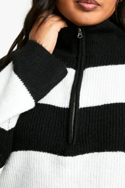Discount boohoo Plus Half Zip Soft Knit Jumper black