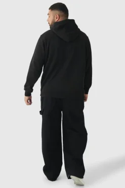 Best boohooMAN Plus Heart Embroidered Hoodie black