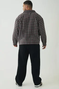 Hot boohooMAN Plus Heavy Weight Boucle Overshirt black