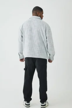 Best Sale boohooMAN Plus Heavy Weight Boucle Shacket white