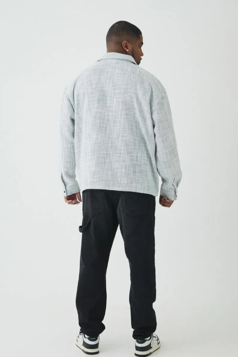 Best Sale boohooMAN Plus Heavy Weight Boucle Shacket white